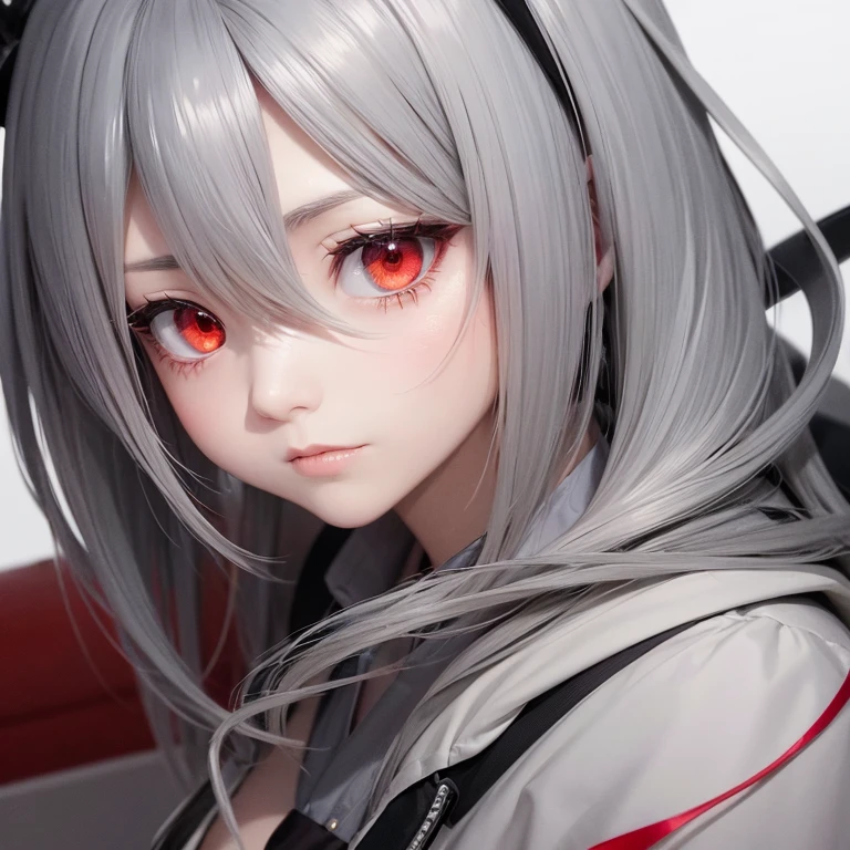 High resolution, detail, 高いdetail, Shortcuts, Gray Hair, Grey Hair, Silver Hair, chest, Open your mouth, Red eyes, Multiview, accessories, Illustration, Anime Style, Character Design,