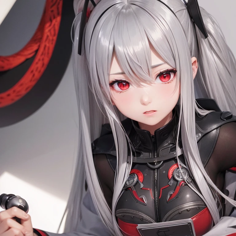 High resolution, detail, 高いdetail, Shortcuts, Gray Hair, Grey Hair, Silver Hair, chest, Open your mouth, Red eyes, Multiview, accessories, Illustration, Anime Style, Character Design, 