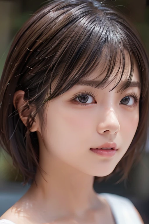 ((Highest quality)),(超High resolution),(Very detailed),(Detailed Description),((The best CG)),(masterpiece),Ultra-detailed art、(Highest quality、8k、32K、masterpiece)、(Realistic)、(Realistic:1.2)、(High resolution)、Very detailed、Very beautiful face and eyes、1 female、Tight waist、Delicate body、(Highest quality、Attention to detail、Rich skin detail)、(Highest quality、8k、Oil paints:1.2)、Very detailed、(Realistic、Realistic:1.37)、Bright colors、Beautiful Japanese Women、Detailed face、Smooth Skin、(short hair)