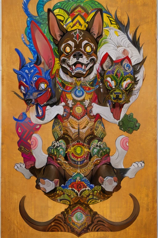 (masterpiece: 1.2, Highest quality),Chihuahua sitting on a Ouija board,Alphabet tattoo on stomach,Dog with a Ouija board、Manga Style, rough sketch, Horror elements,
