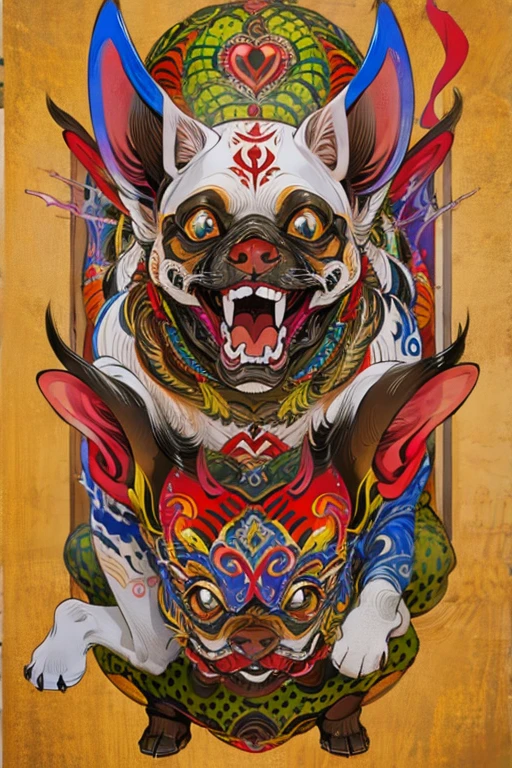 (masterpiece: 1.2, Highest quality),Chihuahua sitting on a Ouija board,Alphabet tattoo on stomach,Dog with a Ouija board、Manga Style, rough sketch, Horror elements,

