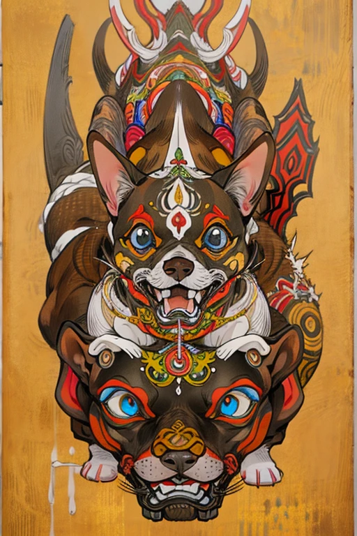 (masterpiece: 1.2, Highest quality),Chihuahua sitting on a Ouija board,Alphabet tattoo on stomach,Dog with a Ouija board、Manga Style, rough sketch, Horror elements,
