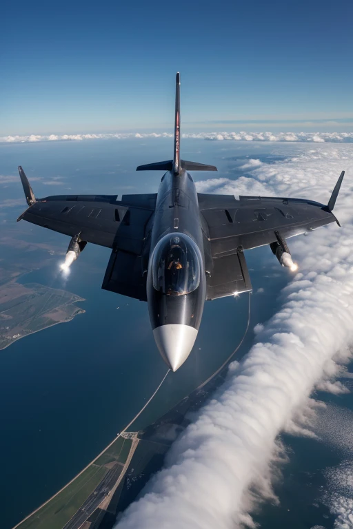 A fighter with a capacity of 1 person, a length of 18 meters, a wingspan of 5.12 meters, a height of 75.6 meters, an area of each wing of 40 square meters, a weight of 23 tons, a speed of 6000 km/h, a range of 2300 km, a flight ceiling of 20000 meters, and the capability of 2 cannons. 40 mm and 200 bullets per cannon and design up to 5700 kg of ammunition.