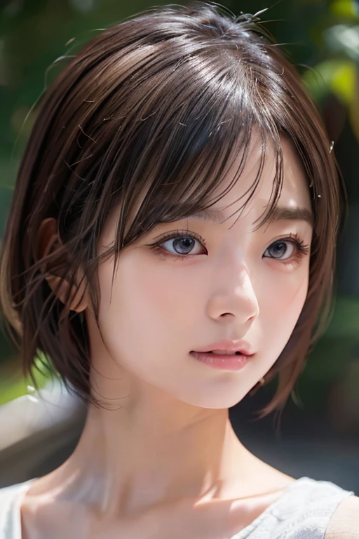 ((Highest quality)),(超High resolution),(Very detailed),(Detailed Description),((The best CG)),(masterpiece),Ultra-detailed art、(Highest quality、8k、32K、masterpiece)、(Realistic)、(Realistic:1.2)、(High resolution)、Very detailed、Very beautiful face and eyes、1 female、Tight waist、Delicate body、(Highest quality、Attention to detail、Rich skin detail)、(Highest quality、8k、Oil paints:1.2)、Very detailed、(Realistic、Realistic:1.37)、Bright colors、Beautiful Japanese Women、Detailed face、Smooth Skin、(short hair)