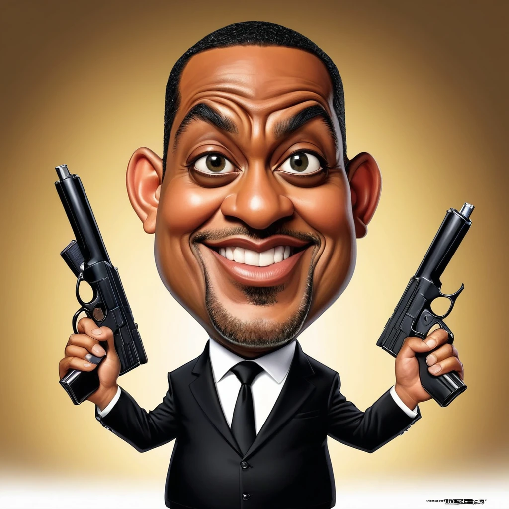 Funny caricature of Agent J (MIB Men in Black)