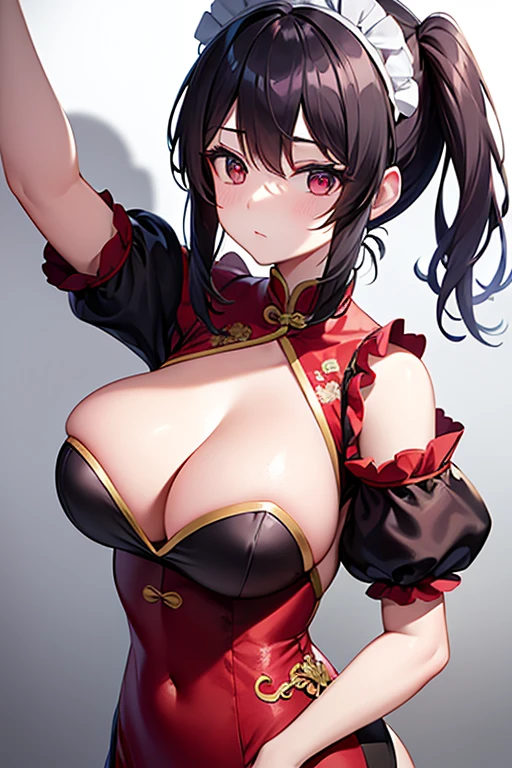 cute dangerous fighting maid chinese style clothes hair close up and the rest me woman.