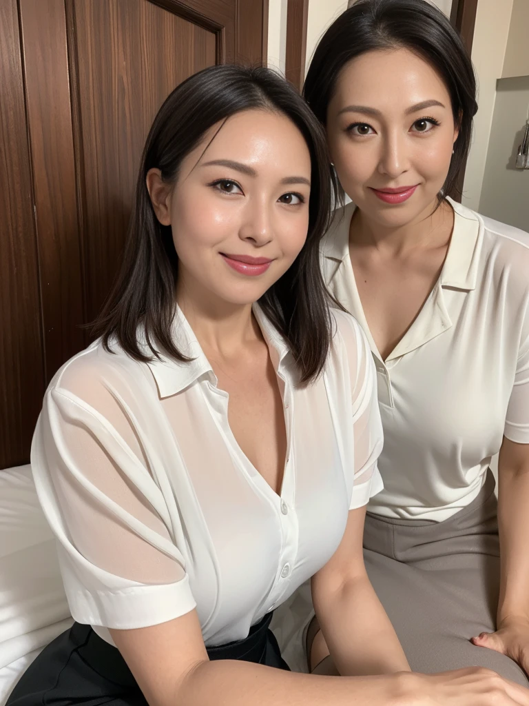 High resolution, High resolution, Attention to detail, masterpiece, Rough skin, Anatomically correct, sharp,
Home bedroom background
((Japanese Mature, 50 years old)), alone, ((Facial wrinkles)), Shapely large breasts, Black short bob, Chubby body type,
(((White blouse with collar, Oiled, In front, Straddle a naked man, oil massage, Put your chest close))) , Grey tight skirt, Looking down, landscape,A kind smile, Captivating Gaze, A captivating gaze