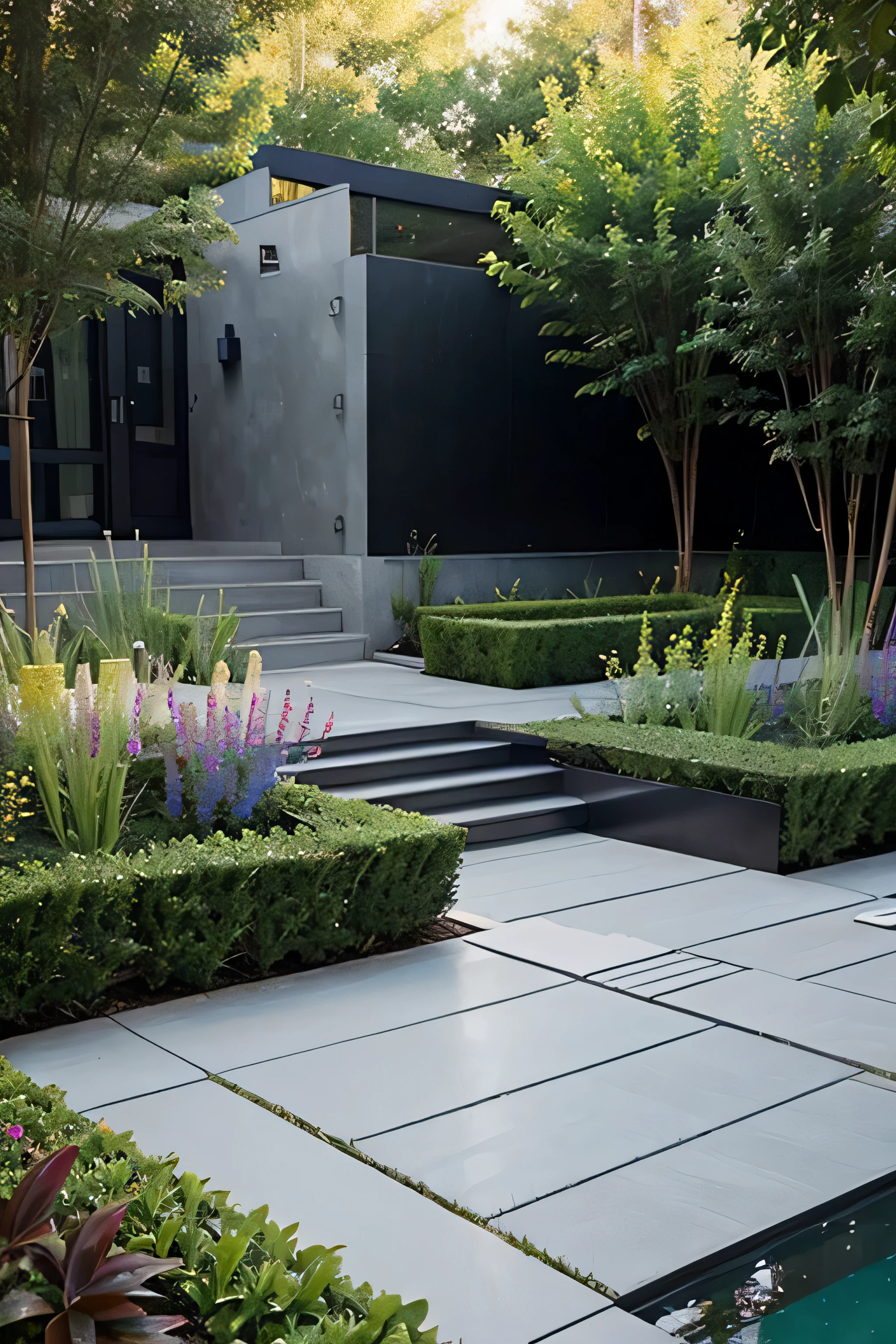 beautiful modern landscaping and gardening design with colors
