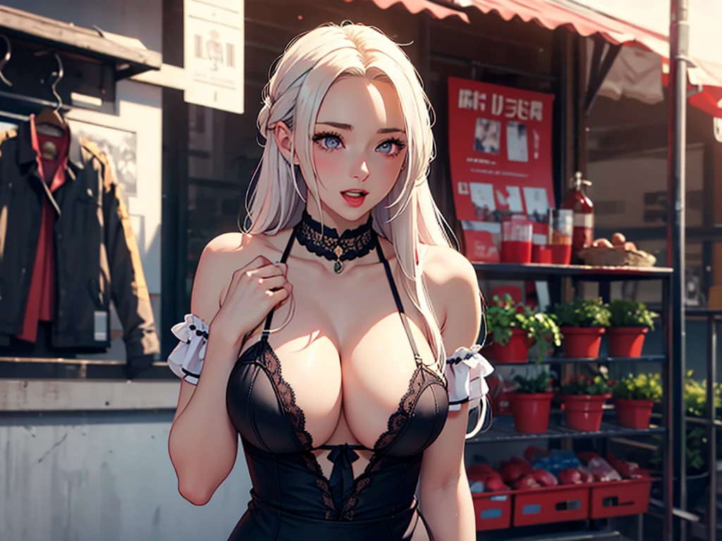 lingerie, neckline, by white, neckline, high quality, sombrero, neckline apretado, Tight clothes, hands on waist, tight clothes, Whole body, Only a woman, big tits, look perverted, excited, blushing,