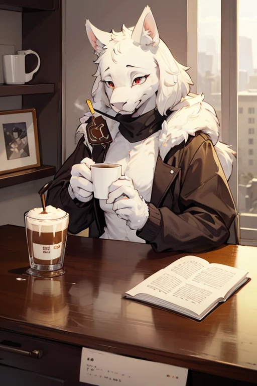 Furry drinking coffee 