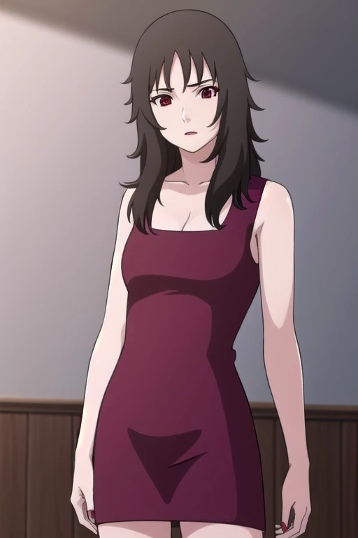 kurenai, kurenai, long hair, black hair, (red eyes:1.5), makeup, lipstick,
BREAK dress, cleavage, red dress, sleeveless,
BREAK looking at viewer, full body, (cowboy shot:1.5),
BREAK indoors, bed,
BREAK (masterpiece:1.2), best quality, high resolution, unity 8k wallpaper, (illustration:0.8), (beautiful detailed eyes:1.6), extremely detailed face, perfect lighting, extremely detailed CG, (perfect hands, perfect anatomy),