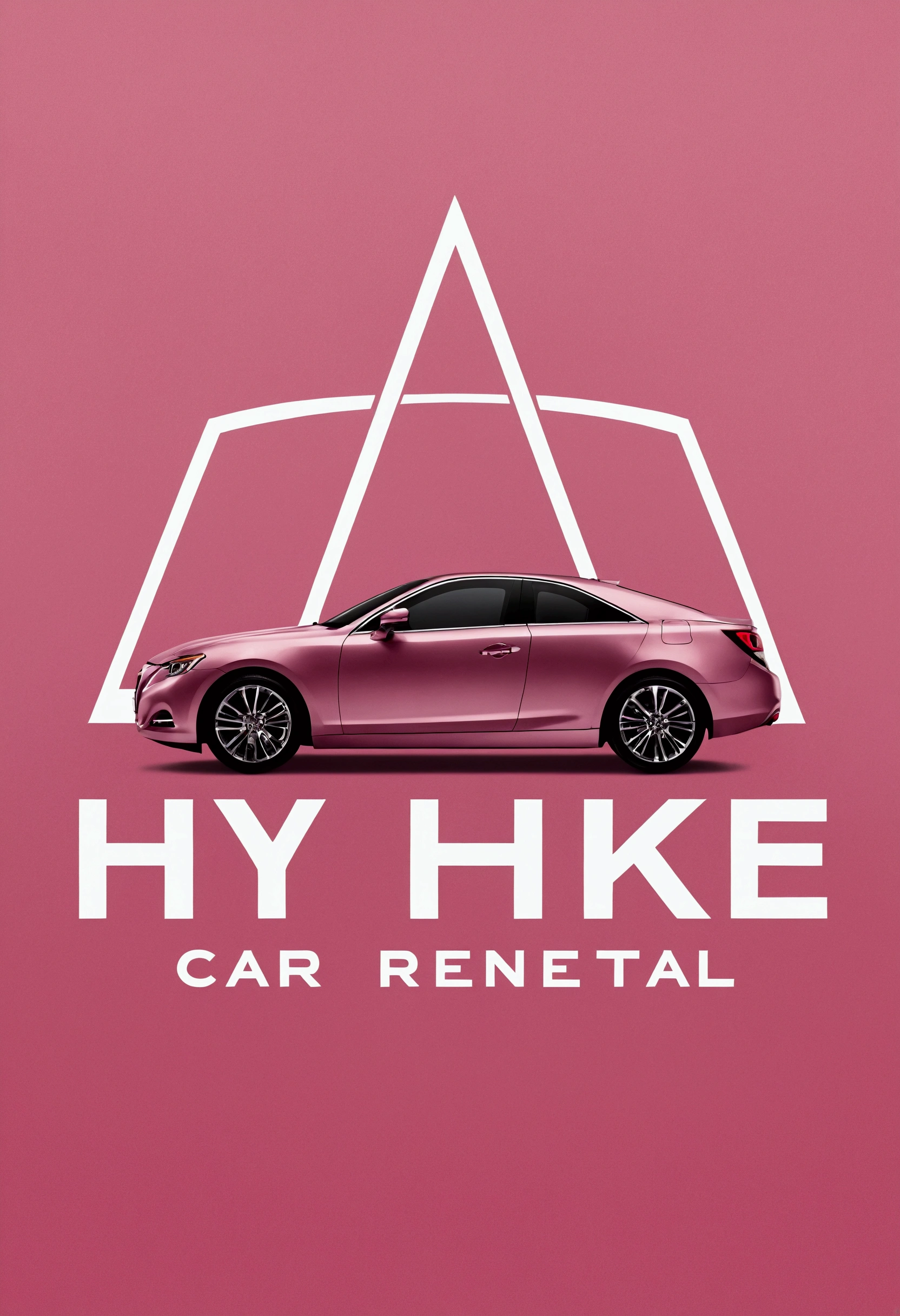 logo hyke car rental, arial font, pink color