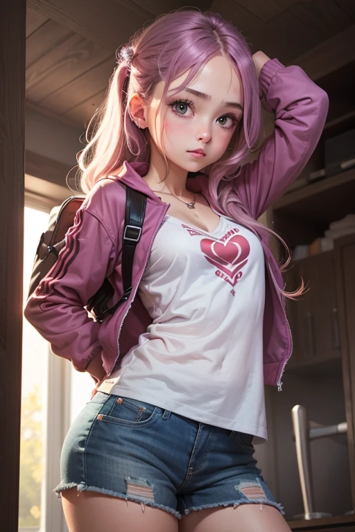 One girl,He didn&#39;t,Large Breasts,Red lips,smile,ponytail,Realistic