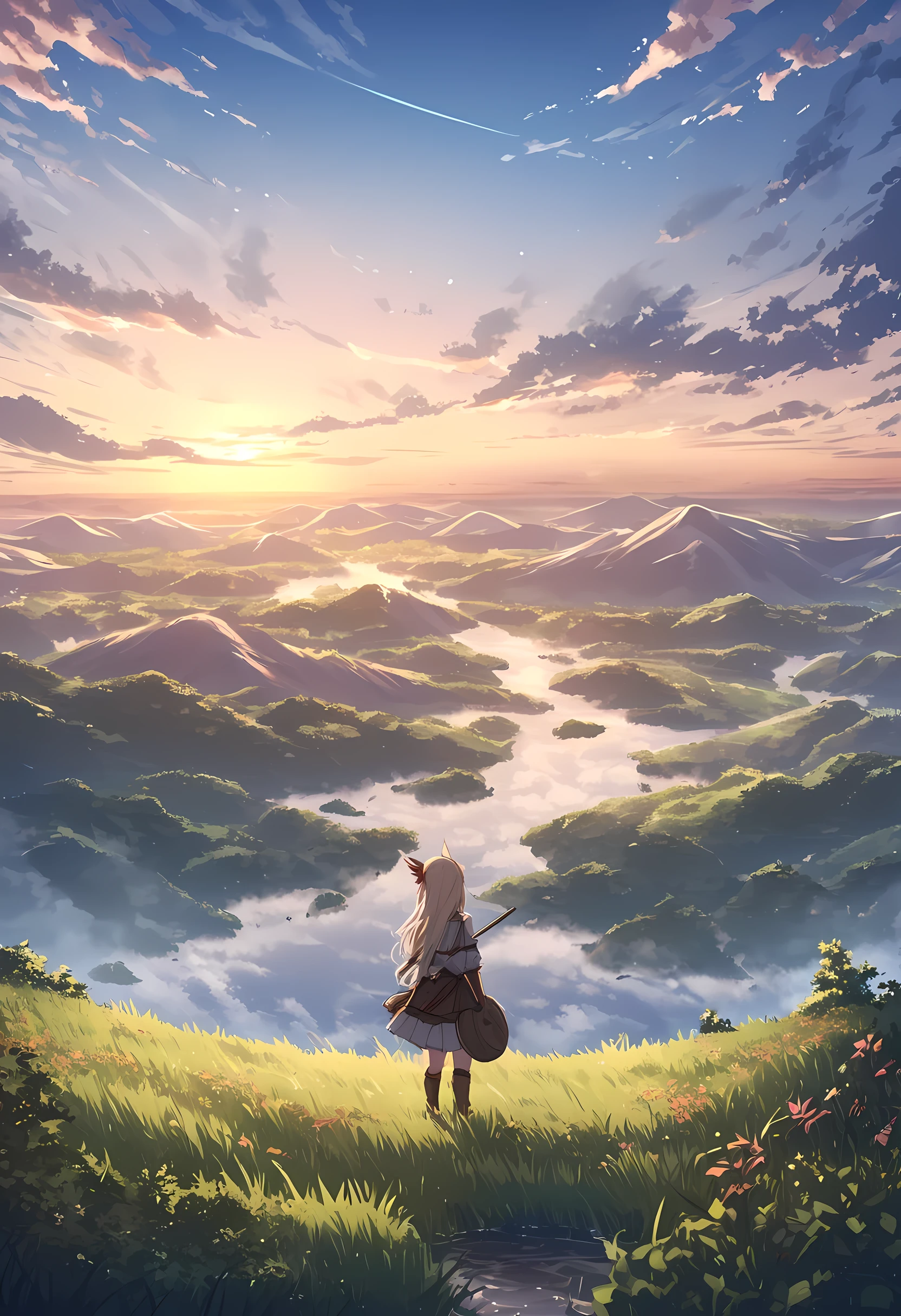 Beginning of the story、The beginning of the way、新たなるThe beginning of the way、Vast Sky、Vast land、Plains、Asahi、Overflowing nature、fantasy、fantasy、A fantasy scene、nature