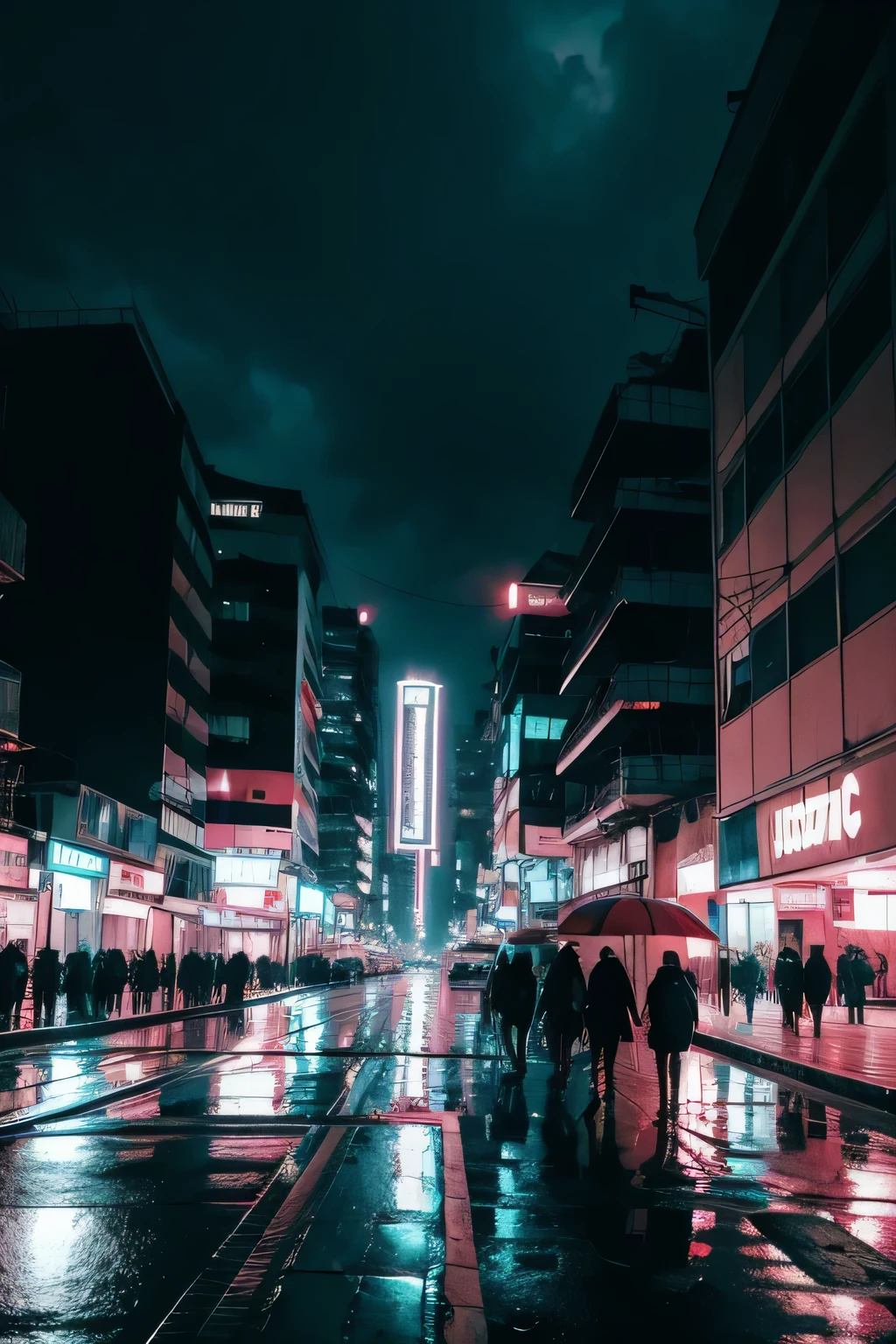 Cyberpunk Aesthetic City Rainy Winter Set in Brazil