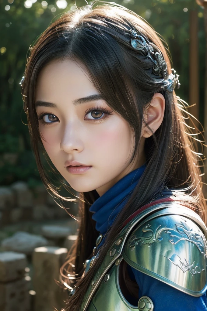 a 20 years old japanese girl,(dragonquest sage,Excalibur:1.3),beautiful detailed eyes,beautiful detailed lips,extremely detailed face and eyes,long eyelashes,fantasy,medieval,magic,medieval castle,landscape,art,digital painting,cinematic lighting,vibrant colors,dramatic lighting,realistic,photogenic,masterpiece,4k,best quality