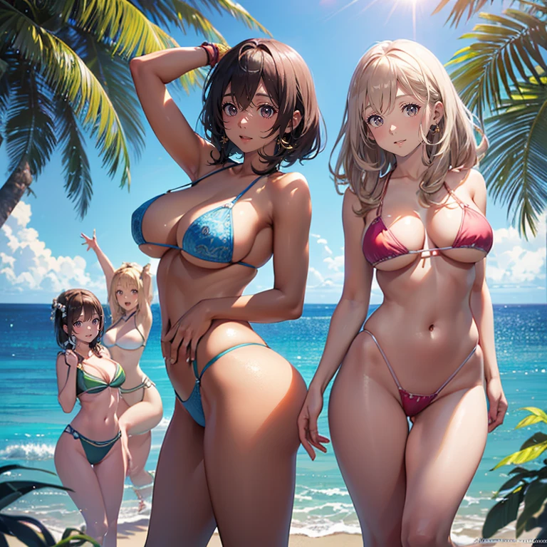 Highest quality, Super detailed, (Ultra-high resolution,8k), Ultra-high definition 4K, (Perfect Anatomy, Anatomically correct), (5 cute girls:1.4), (Beautiful Eyes), (Detailed eyes), (High-quality facial beauty), (Summer sunshine:1.2), (Photorealistic), (Detailed big breasts), Soft Skin, Glowing Skin, (Women&#39;s nightwear＆dress), Bright lighting, lined up vertically, Very fierce winds, (5 cute girls:1.4), colorful, , Professional photography techniques, shinkai makoto