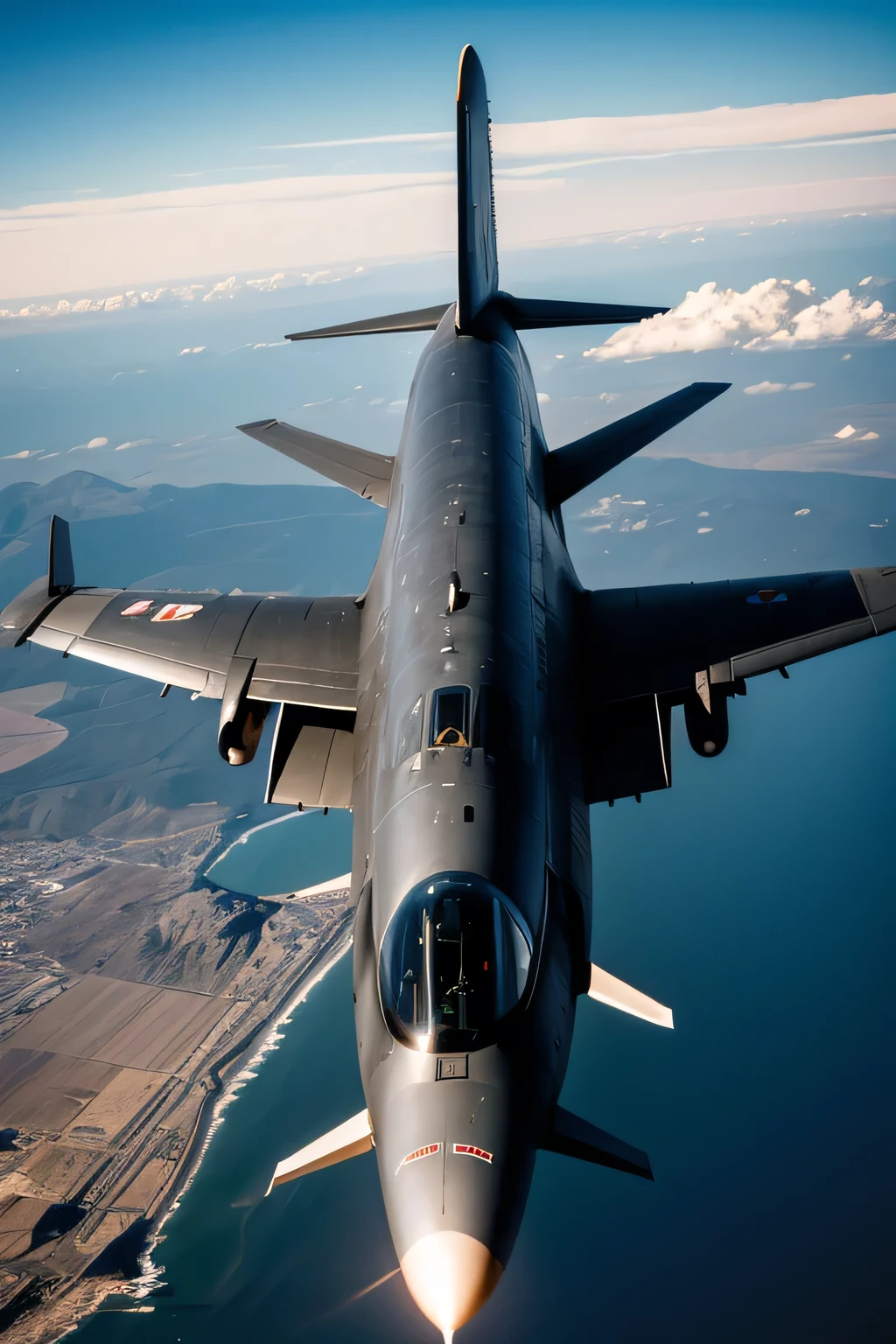 A fighter with a capacity of 4 people, a length of 25 meters, a wingspan of 9 meters, a height of 11 meters, an area of ​​each wing of 55 square meters, a weight of 43,000 kg, a speed of 5,400 km/h, a range of 2,580 km, a flight ceiling of 19,000 meters, and 4 guided missiles and a Design a 40-ton atomic bomb