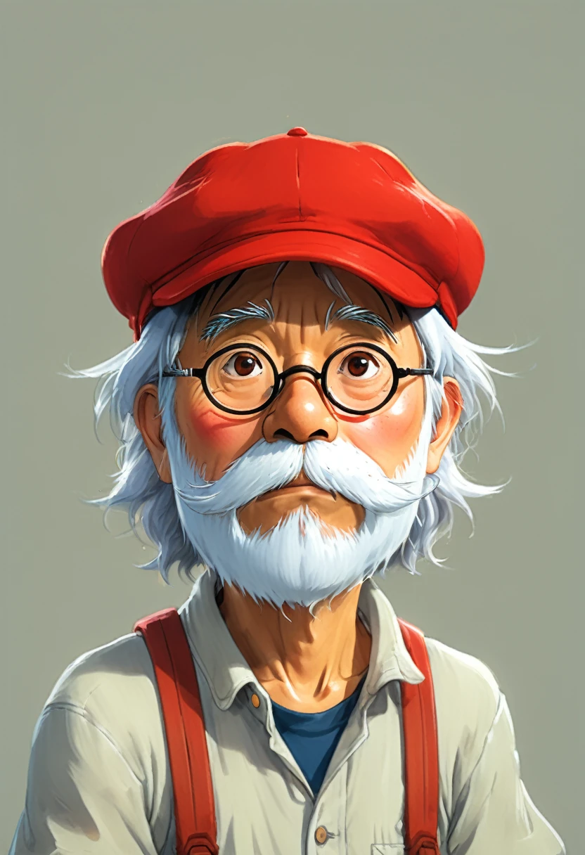 Close up of a cartoon character wearing a red hat, hayao Miyazaki style, Hayao Miyazaki's animation style, Ghibli anime style, in Hayao Miyazaki Style, Hayao Miyazaki Style, Blob Anime, Miyazaki style, Inspired by Hayao Miyazaki, Miyazaki Movies