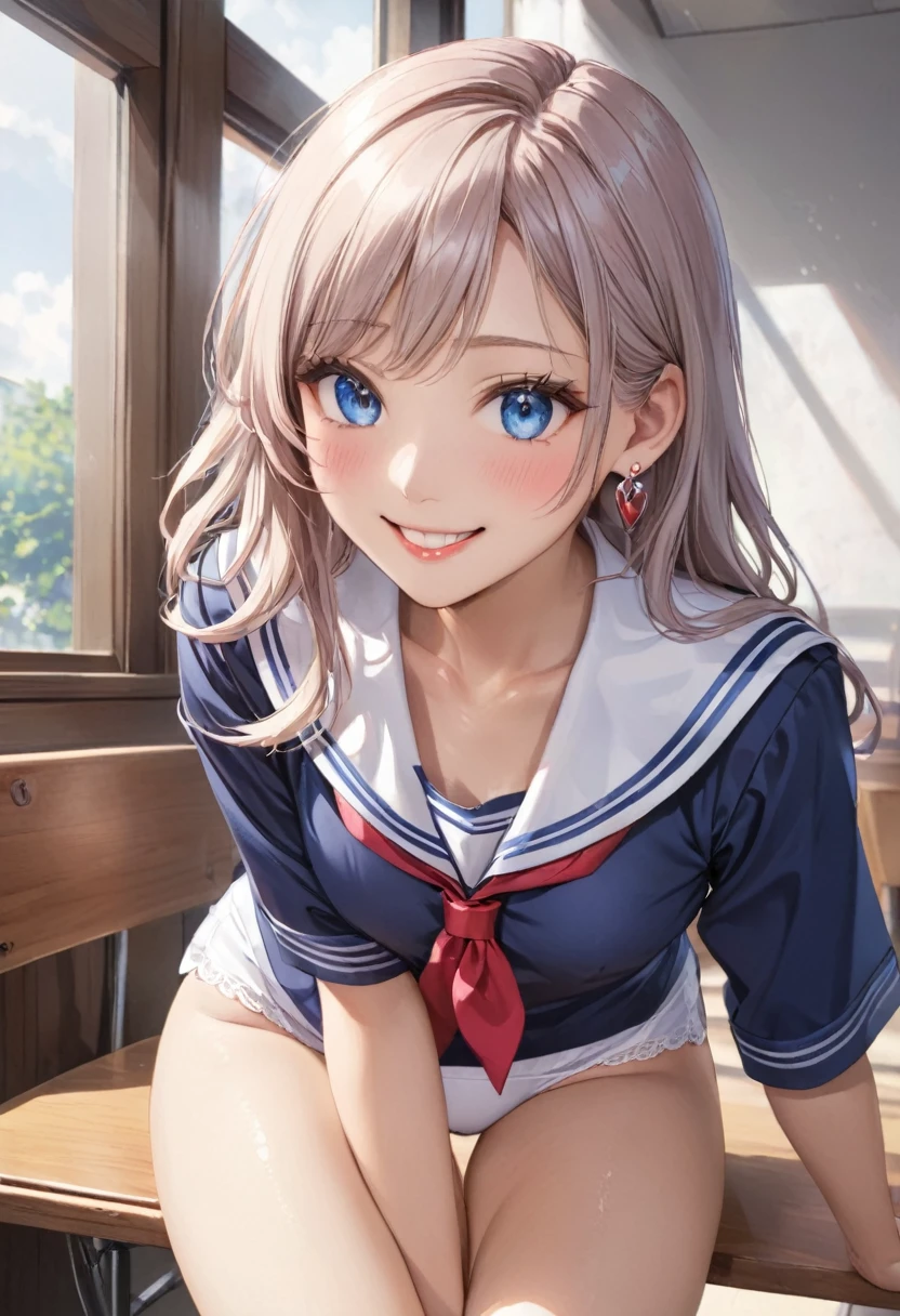 (8k、超High resolution、masterpiece、Anatomically correct、Textured skin、High resolution、Highest quality、High resolution、Professional Lighting、)Gal,Anatomically correct,Beautiful details, Highest quality, (masterpiece:1.4), High resolution, Very detailed, Beautiful details girl, (Realistic:1.4), High resolution RAW color photos, Professional photos, Very detailed eyes and face, Natural light, Facial details, Glowing Skin, Tight waist, Small Ass, Thin legs,(Pink Lips, Dark Blush,),(Earrings),(ネクタイと紺色のスカートのuniform:1.2),(Please raise your knees:1.5),(White panties:1.4)、Gal、Tanned brown skin、Sitting、Please open your legs and place your shoes on the seat.、Beautiful Face:1.5、Wearing a sailor uniform、Perfect balance、Split like Sharon Stone、Please open your legs、Sensual legs、I can see your chest、Nipples are visible、Pubic hair is visible、The shape of the female genitalia is clearly visible、((幸せいっぱいのsmile:1.3))、Legs wide open、Genitals are visible、Genitals are visible、I can see your chest、Nipples are visible、Silver Hair、blue eyes、uniform、smile、Laughing with tongue out、Looking into the camera、Sexy look、Sexy Face、Imitate a kiss、blue eyes、smile、high school girl、uniform、Wearing a sailor uniform、I can see your chest、Nipples are visible、Pink nipples、Pink areola、Nipples are erect、、Silver Hair、blue eyes、uniform、Wearing a sailor uniform、SEXしている
Beautiful Face、Wearing a sailor uniform、あどけない幼さの残るhigh school girlのuniform美少女、Realisticなアニメの女の子、Dripping sweat、Sweat a lot、White panties、Panties are wet、