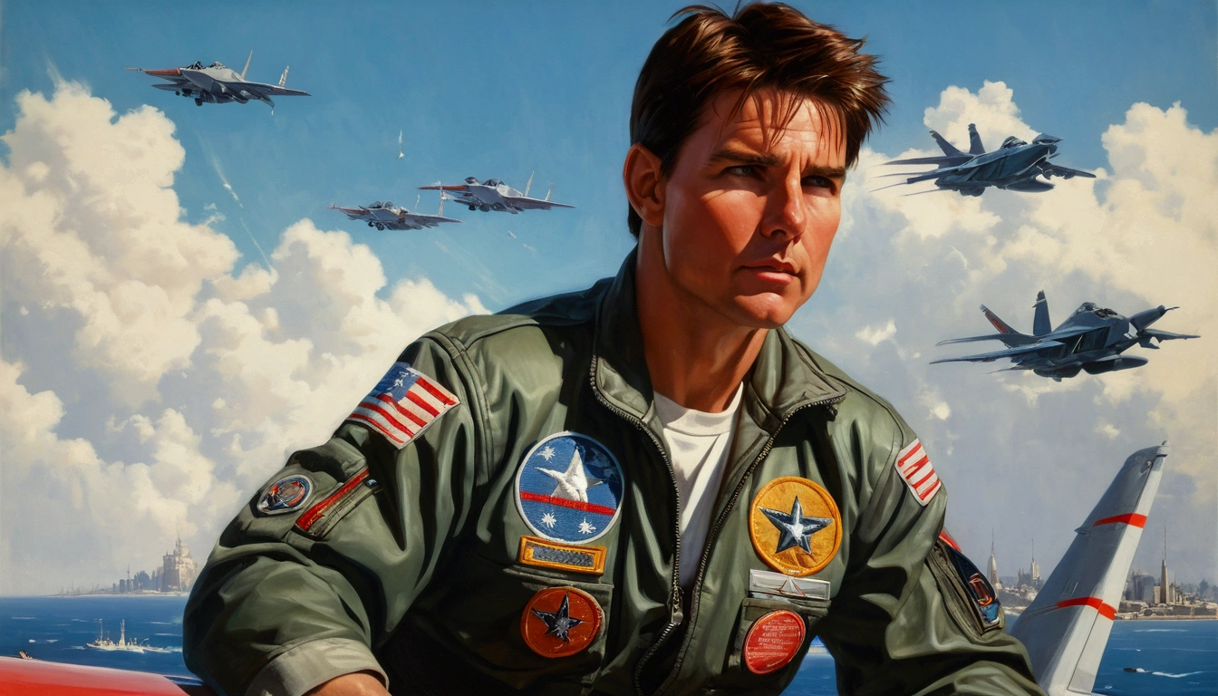 Tom Cruise from Top Gun, vhs effect, (poster:1.2),poster on wall, nostalgia, movie poster,
(skin texture), intricately detailed, fine details, hyperdetailed, raytracing, subsurface scattering, diffused soft lighting, shallow depth of field, by (Oliver Wetter)
professional majestic oil painting by Ed Blinkey, Atey Ghailan, Studio Ghibli, by Jeremy Mann, Greg Manchess, Antonio Moro, trending on ArtStation, trending on CGSociety, Intricate, High Detail, Sharp focus, dramatic, photorealistic painting art by (greg rutkowski:1.4), bokeh