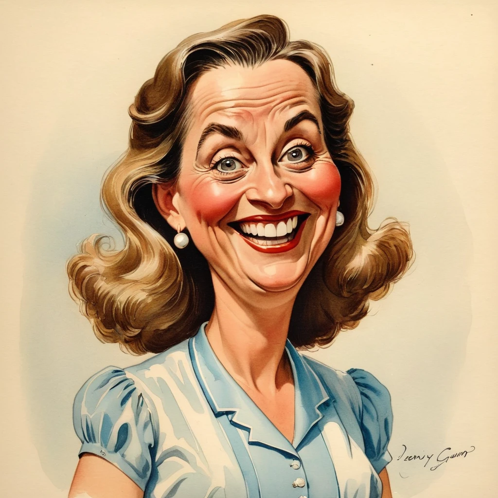 Funny caricature of Jenny Gump (née Curran)