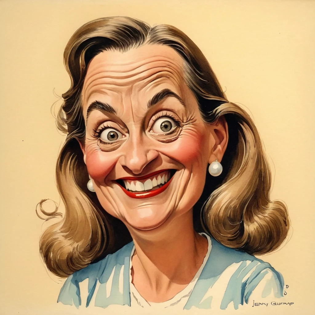 Funny caricature of Jenny Gump (née Curran)