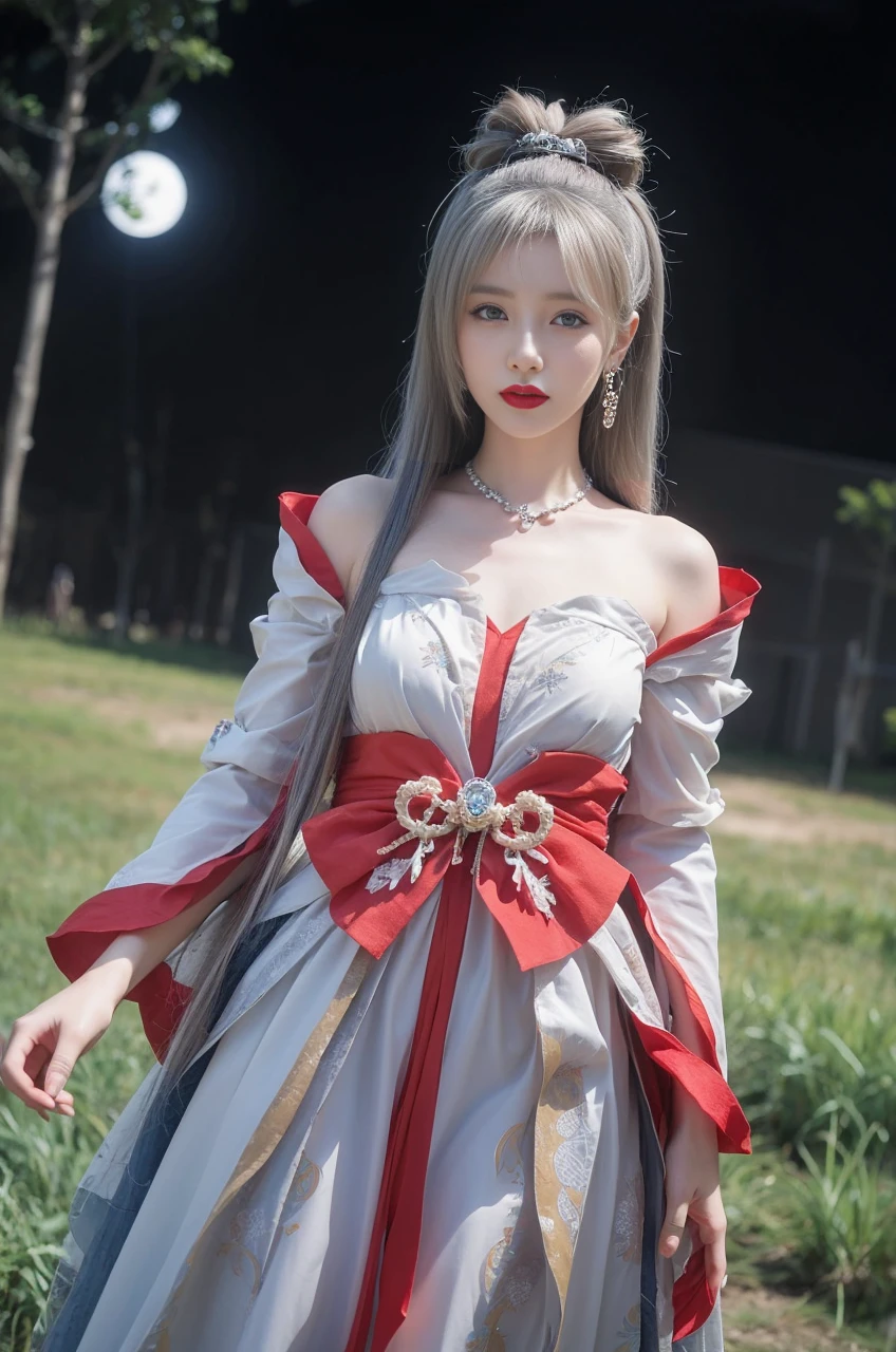 best quality, tmasterpiece,Ultra-high resolution,Clear face,（Reality：1.4），ferpect lighting，(upper body shot), (photorealistic:1.50), anime wallpaper, Guviz style artwork, cover-up fantasy up to magic , by Yang J, Guviz, beautiful artwork illustration, beautiful digital artwork, beautiful digital illustration, Li Song, beautiful anime portrait, art style in Beauvot, Lips wear thick red lipstick,