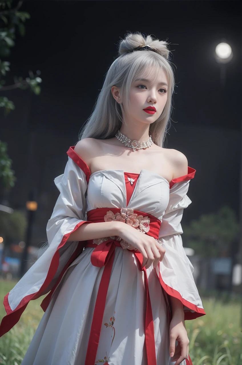 best quality, tmasterpiece,Ultra-high resolution,Clear face,(Reality:1.4),ferpect lighting,(upper body shot), (photorealistic:1.50), anime wallpaper, Guviz style artwork, cover-up fantasy up to magic , by Yang J, Guviz, beautiful artwork illustration, beautiful digital artwork, beautiful digital illustration, Li Song, beautiful anime portrait, art style in Beauvot, Lips wear thick red lipstick,