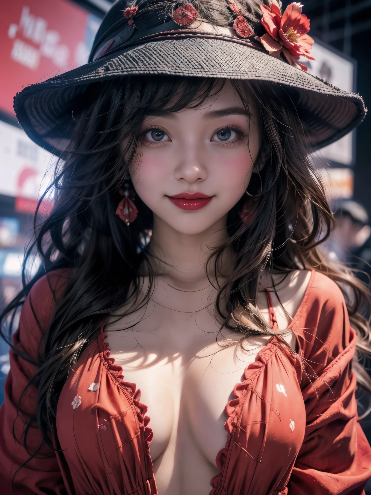 1 girl,baiyi,breasts big,Red lips,ssmile,hypdertailed,realisitic