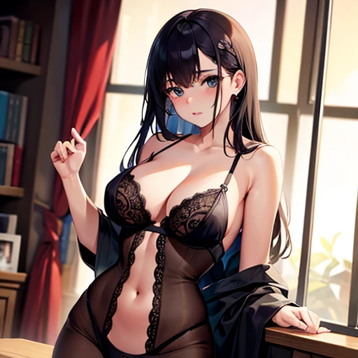 Young woman in very revealing lingerie