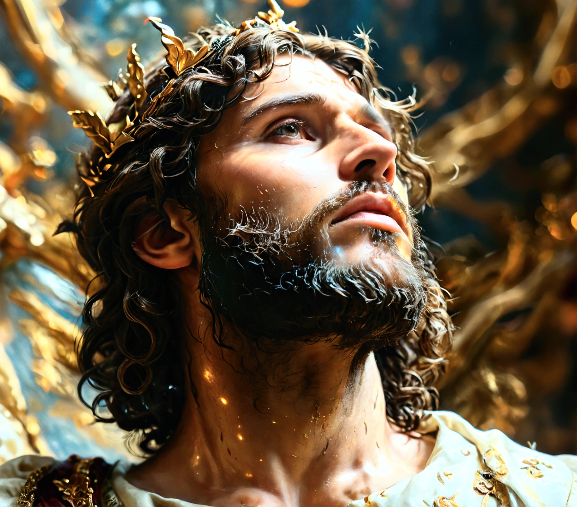 a detailed illustration of la biblia,  jesus. in heaven]]] high quality oil painting, ultra-detailed, (best quality,4k,8k,highres,masterpiece:1.2),ultra-detailed,(realistic,photorealistic,photo-realistic:1.37),HDR,UHD,studio lighting,ultra-fine painting,sharp focus,physically-based rendering,extreme detail description,professional,vivid colors,bokeh,renaissance art style,dramatic lighting,chiaroscuro,baroque,renaissance,cinematic,epic scale,intricate details,religious imagery,biblical scenes,ancnuient mascript,old 