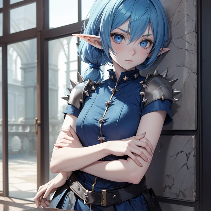 Absurdres, masterpiece, highest quality, very detailed features and textures, alone solo character, anime style, fantasy genre
{{( blue haired elf girl: (pale skin, short messy spiky blue Hex #0F52BA hair, heterochromatic eyes, very thin lips, nice teenage bodyeasts, big butt, beautiful arms, beautiful legs, happy face, open smile, running happy), (yellow shirt, green skirt, pink shoes), (danish city street, sunny morning, danish houses around)}}
