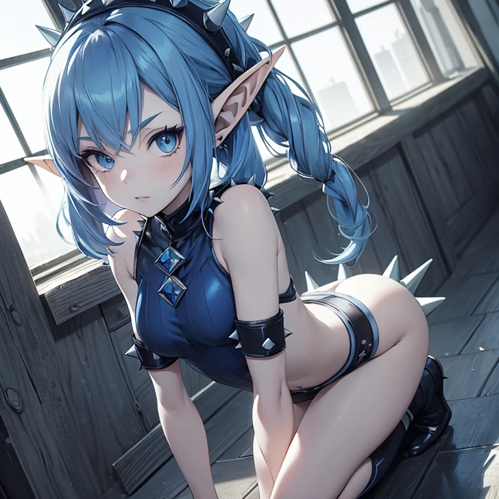 Absurdres, masterpiece, highest quality, very detailed features and textures, alone solo character, anime style, fantasy genre
{{( blue haired elf girl: (pale skin, short messy spiky blue Hex #0F52BA hair, heterochromatic eyes, very thin lips, nice teenage body, breasts, big butt, beautiful arms, beautiful legs, happy face, open smile, running happy), (yellow shirt, green skirt, pink shoes), (danish city street, sunny morning, danish houses around)}}