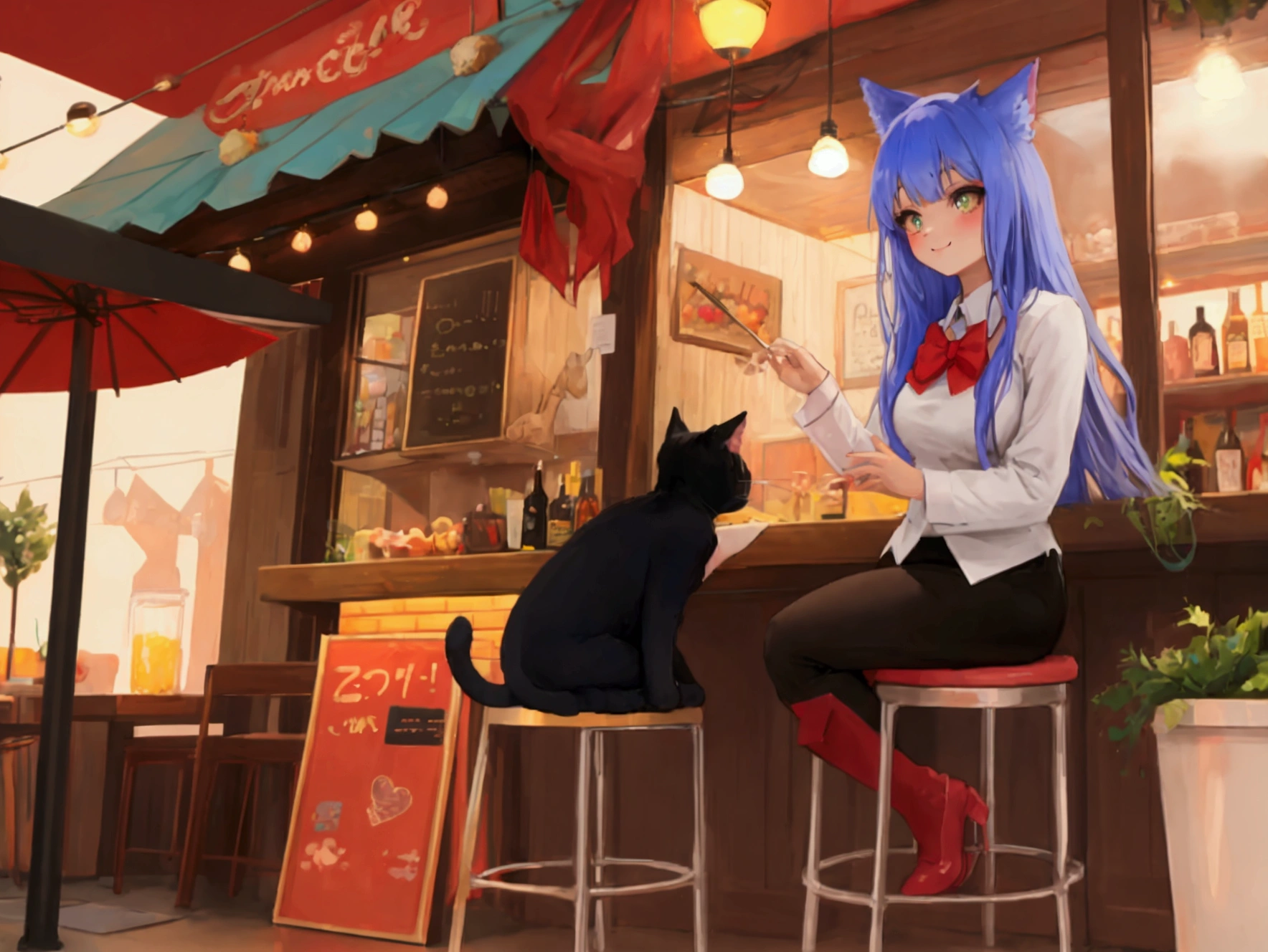 Bar and cat girl