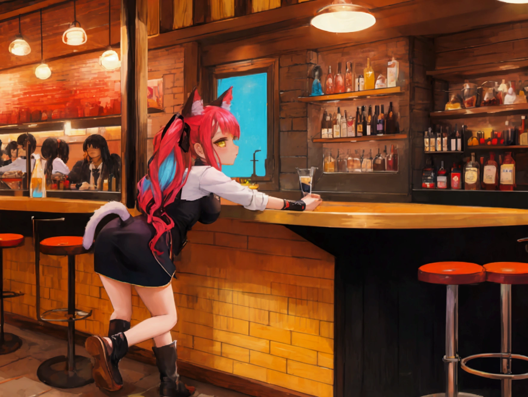 Bar and cat girl