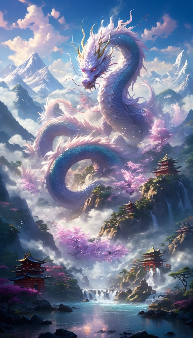 In front of them was a towering mountain,surging purple qi,and surging auspicious light. At a glance,one could tell that it was a rare pure land in the human world. That hill rises like thousands of authentic rules,
Inside the mountain gate,it was extremely holy. On top of the huge mountains,there were jade towers,divine waterfalls falling,immortal light rising,auspicious qi lingering,it was amazing. Those mountains are even more fragrant with holy medicine and colorful,
There was also a huge lake where ancient divine dragons were raised. They were regarded as ornamental fish insects,and they occasionally spat water and electric light,