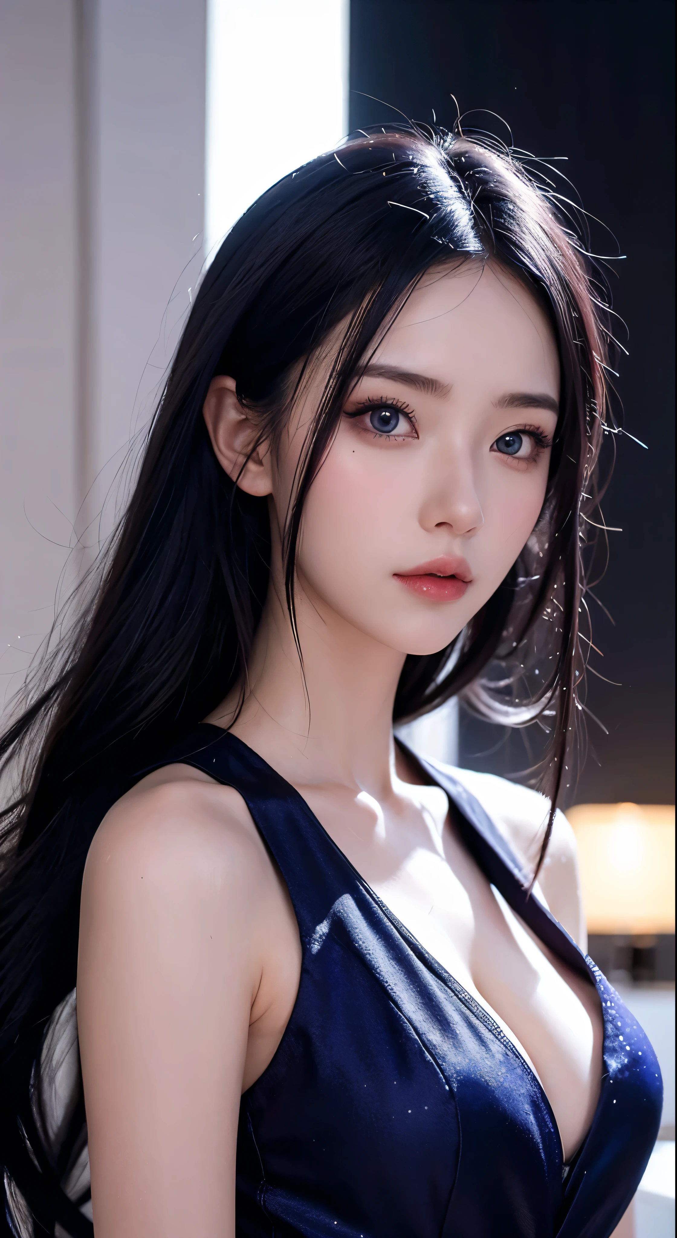 There is a blue-haired woman, Guweiz style art, Guweiz, beautiful character painting, Guweiz in ArtStation Pixiv, Guweiz in Pixiv ArtStation, stunning anime face portrait, beautiful digital art, Wlop Rossdraws, Guweiz Masterpiece, detailed digital anime art  
