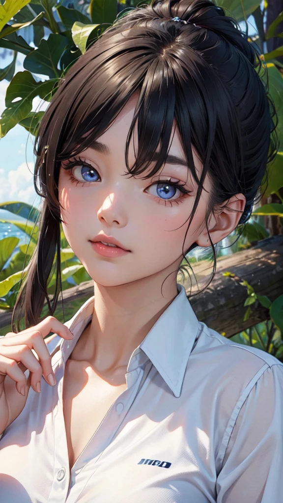 ((top quality, 8 K, masterpiece: 1.3)), 1 girl, Pretty japanese woman, which emphasizes slim abs: 1.3, (casual hairstyle, standard breast: 1.2), uniform: 1.2, 1 boil, Pretty japanese woman, which emphasizes slim abs. No.: 1.4, (casual hairstyle, standard breast: 1.2), uniform: 1.2, beach, super detailed face, detailed eyes, double eyelid