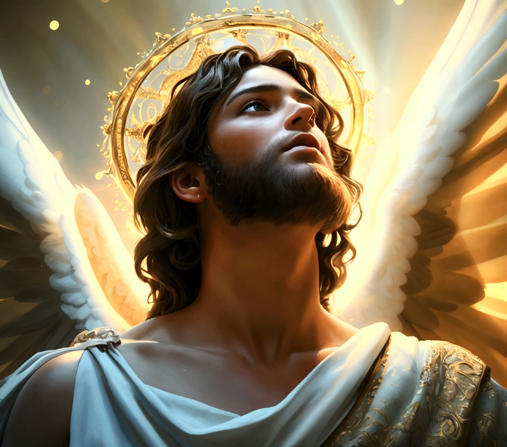 (best quality,4k,8k,highres,masterpiece:1.2),ultra-detailed,(realistic,photorealistic,photo-realistic:1.37),jesus,heaven,religious,oil painting,dramatic lighting,cinematic,glowing aura,divine light,angelic,serene,peaceful,ethereal,spiritual,transcendent,heavenly