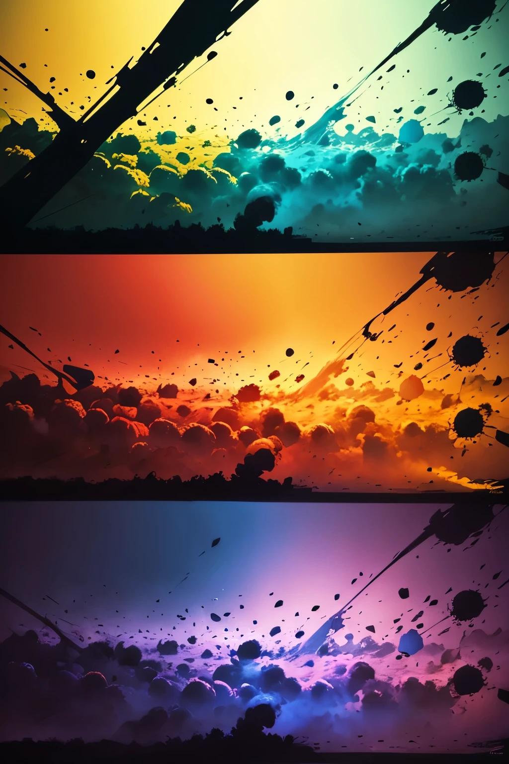 Create a comic where the colors represent the feelings experienced at that moment, such as blue, sadness, yellow, joy, red, anger or anger.