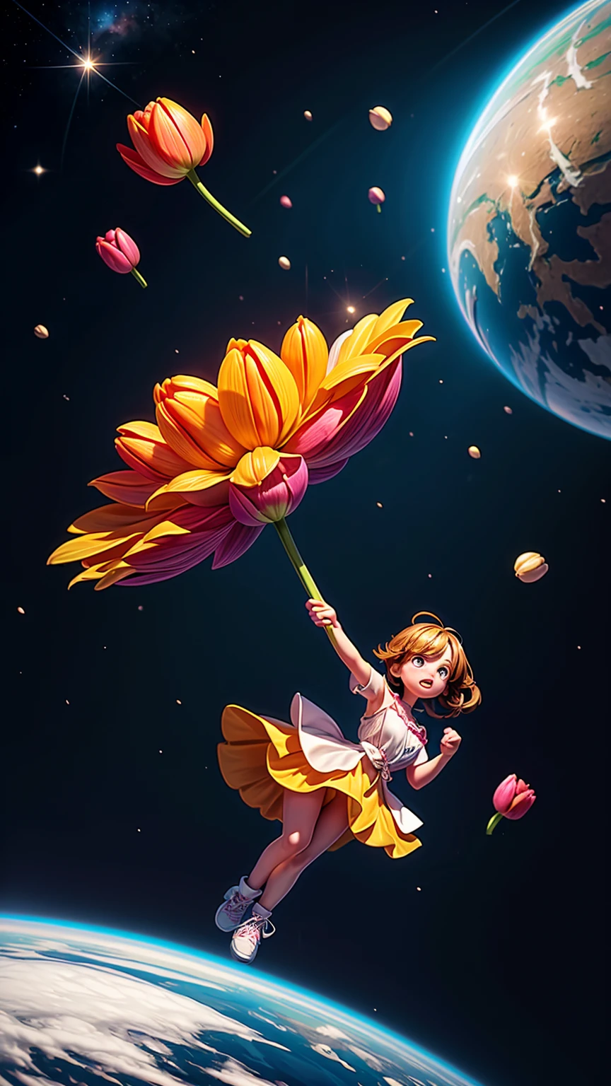 A large tulip floating in space