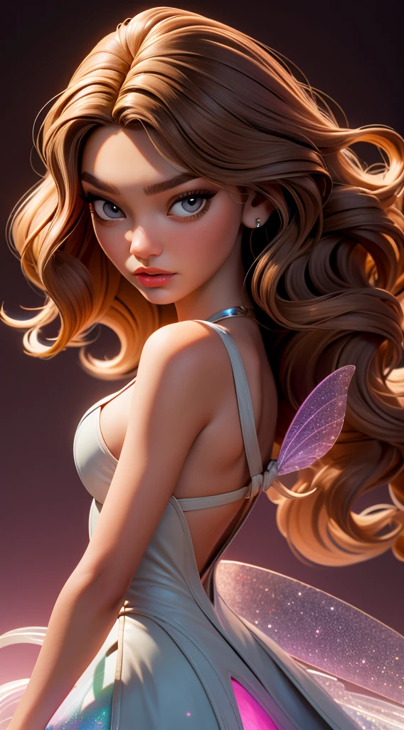 Gigi hadid fairy holografic, wave brown hair
