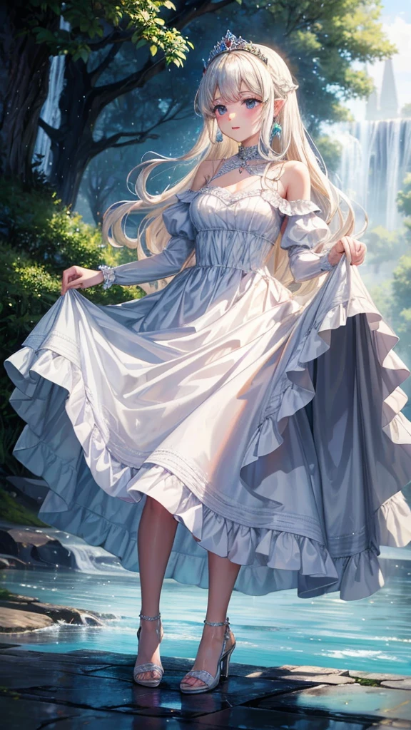 Princess, princess dress, long dress, crown, climbing, climbing up