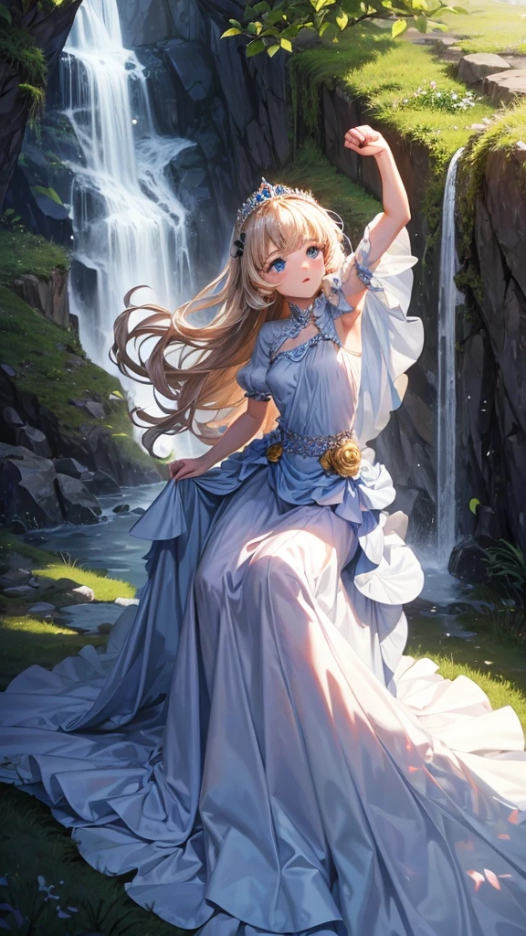 Princess, princess dress, long dress, crown, climbing, climbing up