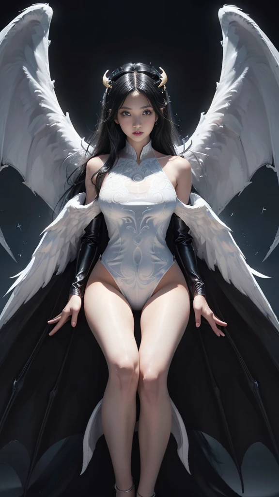 A gigantic rift, large breasts, Breast augmentation, plump breasts, fully grown breast, emphasis on wings, wings on shoulder, Angel wings and devil wings, white wings and black wings, (Realistic picture, highest resolution, 16ก), (A demon god with wide wings and enormous power on his shoulders..., Twelve wings on the shoulders., black bat wings:1.3 white angel wings:1.5), 6 angel wings, 6 devil wings, (Beautiful girl with two meter long hair, shiny black hairงาม, Smooth white skin, Lips are very red.), ((stand, already)), (big breasts, หัวBig tits), (gigantic breast, breast augmentation, Breast 400 cc., small waist, hips raised, small thighs, Long legs), (dynamic poses), (Armor that slightly conceals the body), Separate theme, (Angel wings and devil wings), floating in the air above the groundดิน, background darkness, Embraced with twelve wings, The horns that grow from the head are like a crown., He who has light, wears little armor, There is power coming out of the body., sparkling wings, white light black light, amazing wings, beautiful gesture, 8K resolution, Resolution 4000 x 2250 pixels, beautiful gesture, Angel wings and devil wings, (Realistic picture, highest resolution, 16K), (A demon god with wide wings and enormous power on his shoulders.., Twelve wings on the shoulders., black bat wings:1.3 white angel wings:1.5), Angel wings and devil wings, white wings and black wings,, Have wings 100 Have wings 1000, Angel wings and bat wings, wings inserted between wings, 12 wings, 6 angel wings, 6 bat wings, Angel wings and devil wings, white wings and black wings,, (Beautiful girl with two meter long hair, shiny black hair, Smooth white skin, Lips are very red.), very long hair, ((stand, toe)), (big breastsโต, หัวBig tits), (gigantic breast, small waist, hips raised, small thighs, Long legs), (dynamic poses), (black and white leotard, There are beautiful patterns., Decorated with gold embroidery., Show off your chest), Separate theme, (Angel Wings and Demon Lord Wings), floating in the air above the ground, background darkness, Embraced with twelve wings, He is white and black., A rainbow glow on the back of the head, The most busty breasts, Big tits, universe backdrop, dynamic gesture, Drive the skin, Smooth white skin, (The wings are in layers, alternating with white, alternating with black. The wings are alternating with layers of white, alternating with layers of black, and alternating again.), gold pattern set, A gigantic rift, large breasts, Breast augmentation, Big titsโคตรๆ, Show your breasts, Enlarged breast, Eye-catching milk stove, fully grown breast, เต้าBig tits