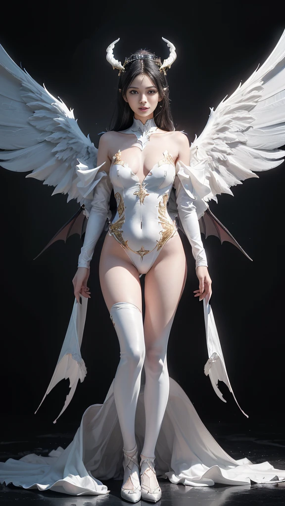 A gigantic rift, large breasts, Breast augmentation, plump breasts, fully grown breast, emphasis on wings, wings on shoulder, Angel wings and devil wings, white wings and black wings, (Realistic picture, highest resolution, 16ก), (A demon god with wide wings and enormous power on his shoulders..., Twelve wings on the shoulders., black bat wings:1.3 white angel wings:1.5), 6 angel wings, 6 devil wings, (Beautiful girl with two meter long hair, shiny black hairงาม, Smooth white skin, Lips are very red.), ((stand, already)), (big breasts, หัวBig tits), (gigantic breast, breast augmentation, Breast 400 cc., small waist, hips raised, small thighs, Long legs), (dynamic poses), (Armor that slightly conceals the body), Separate theme, (Angel wings and devil wings), floating in the air above the groundดิน, background darkness, Embraced with twelve wings, The horns that grow from the head are like a crown., He who has light, wears little armor, There is power coming out of the body., sparkling wings, white light black light, amazing wings, beautiful gesture, 8K resolution, Resolution 4000 x 2250 pixels, beautiful gesture, Angel wings and devil wings, (Realistic picture, highest resolution, 16K), (A demon god with wide wings and enormous power on his shoulders.., Twelve wings on the shoulders., black bat wings:1.3 white angel wings:1.5), Angel wings and devil wings, white wings and black wings,, Have wings 100 Have wings 1000, Angel wings and bat wings, wings inserted between wings, 12 wings, 6 angel wings, 6 bat wings, Angel wings and devil wings, white wings and black wings,, (Beautiful girl with two meter long hair, shiny black hair, Smooth white skin, Lips are very red.), very long hair, ((stand, toe)), (big breastsโต, หัวBig tits), (gigantic breast, small waist, hips raised, small thighs, Long legs), (dynamic poses), (black and white leotard, There are beautiful patterns., Decorated with gold embroidery., Show off your chest), Separate theme, (Angel Wings and Demon Lord Wings), floating in the air above the ground, background darkness, Embraced with twelve wings, He is white and black., A rainbow glow on the back of the head, The most busty breasts, Big tits, universe backdrop, dynamic gesture, Drive the skin, Smooth white skin, (The wings are in layers, alternating with white, alternating with black. The wings are alternating with layers of white, alternating with layers of black, and alternating again.), gold pattern set, A gigantic rift, large breasts, Breast augmentation, Big titsโคตรๆ, Show your breasts, Enlarged breast, Eye-catching milk stove, fully grown breast, เต้าBig tits