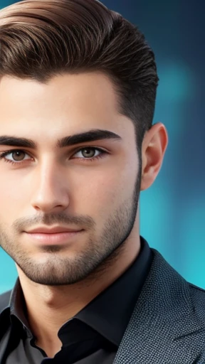 A Young Handsome Avigdor man rich focus on face photo with color