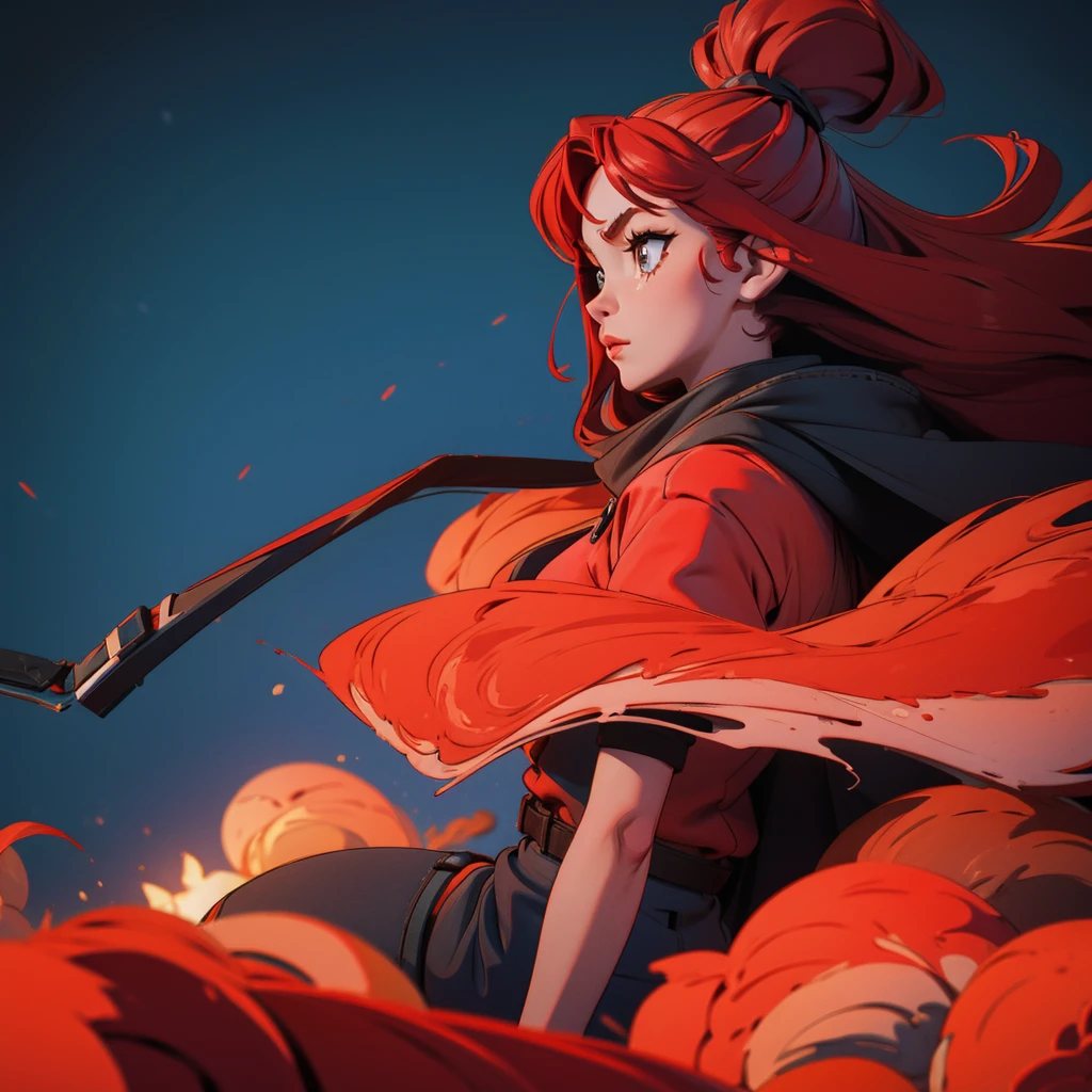 She is red hair e black year