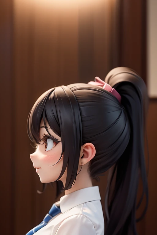 Married Woman、30-year-old woman、whole body、smile、Black Hair、Tie them together under the back,Tie your hair back in a ponytail,Tie your hair down、Knot、Tie at the nape、Pigtails、Keeping hair together
